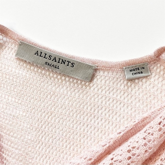 All Saints Itat Twist Tee Small Candy Pink open knit flowy  sheer oversized - Picture 7 of 11